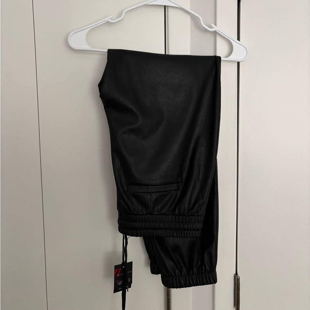 n Philanthropy Black Leather Jogger Pants